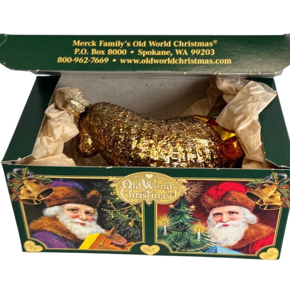 Old World Christmas Glitter Cornucopia Horn Of Plenty Ornament Box Tag 4.5" - Picture 2 of 9